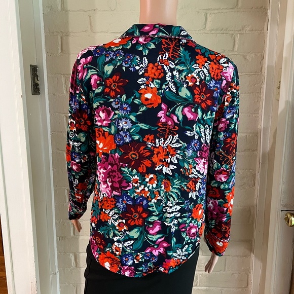 Floreat Anthropologie sz xs rare multi colored floral button down blouse - Picture 13 of 16